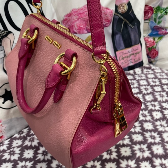 SOLD already! Miu Miu Madras Bi-color Baulleto Top handle 2 way crossbody bag - Picture 2 of 11